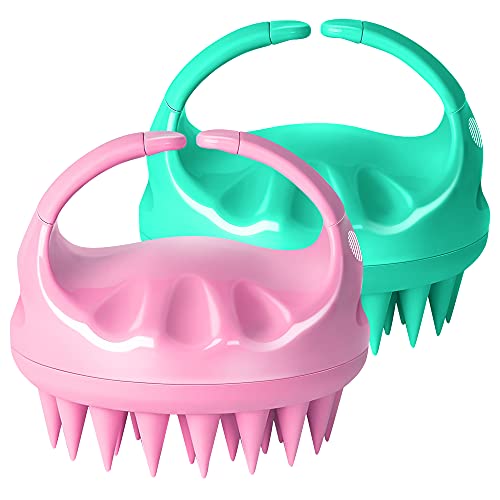 HEETA 2-Pack Hair Shampoo Brush, Upgraded Wet & Dry Hair Scalp Massager with ...