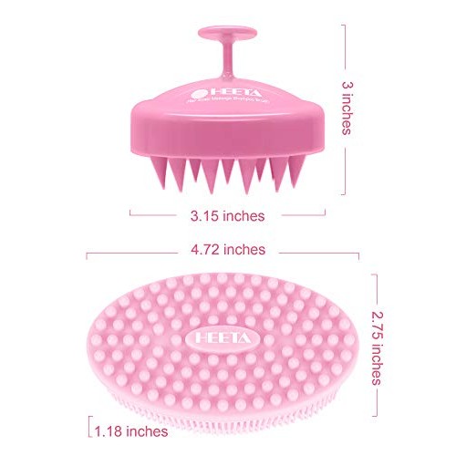 HEETA Hair Shampoo Brush Scalp Massager & Body Brush with Soft Silicone Brist...