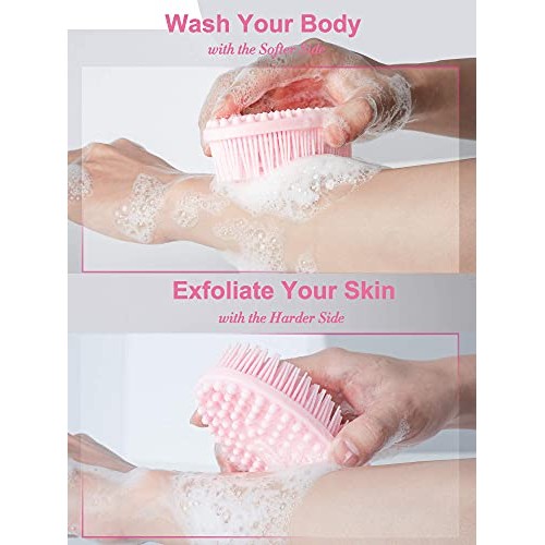 HEETA Hair Shampoo Brush Scalp Massager & Body Brush with Soft Silicone Brist...