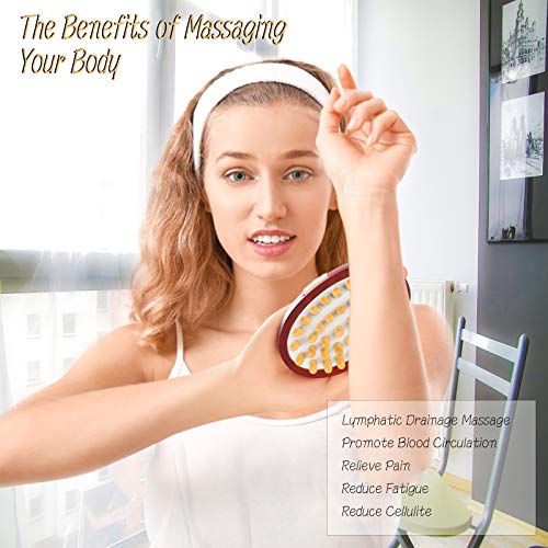 HEETA Natural Wood Lymphatic Drainage Massager Brush, Anti Cellulite Massager...