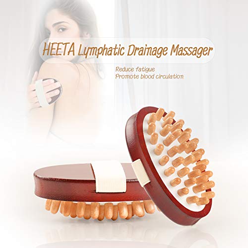 HEETA Natural Wood Lymphatic Drainage Massager Brush, Anti Cellulite Massager...