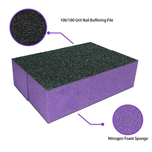 10 Pcs Nail Buffer Sanding Block Polisher Buffing File 100/180 Grit 3 Sides N...