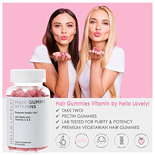 Hello Lovely Hair Vitamins Gummies with Biotin 5000 mcg Vitamin E & C Support...