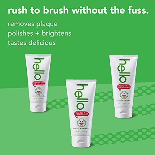 Hello Oral Care Kids Fluoride Free and SLS Free Toothpaste, Natural Watermelo...