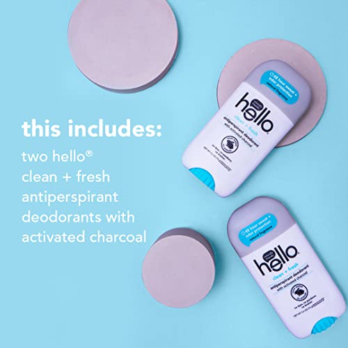 Hello Activated Charcoal Antiperspirant Deodorant for Women + Men, Natural Fr...