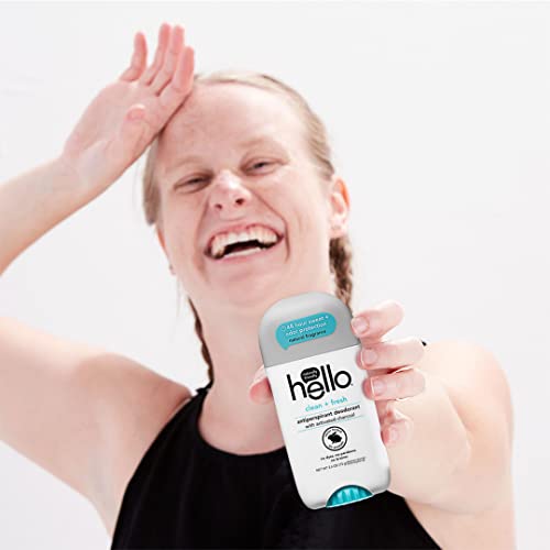 Hello Activated Charcoal Antiperspirant Deodorant for Women + Men, Natural Fr...