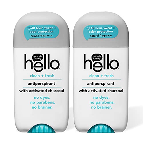 Hello Activated Charcoal Antiperspirant Deodorant for Women + Men, Natural Fr...