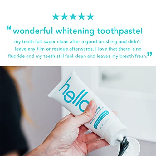 Hello Antiplaque and Whitening Fluoride Free Toothpaste, Natural Peppermint F...