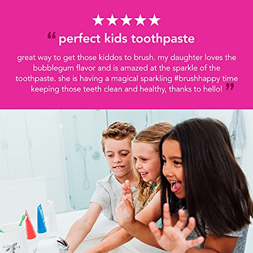 hello Kids Unicorn Sparkle Fluoride Toothpaste With Natural Bubble Gum Flavor...