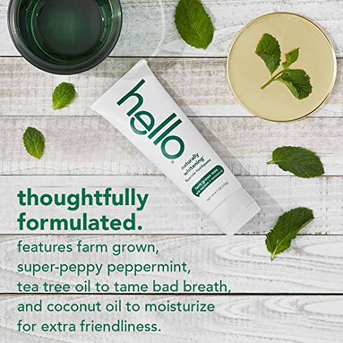 Hello Naturally Whitening Fluoride Toothpaste, Natural Peppermint Flavor and ...