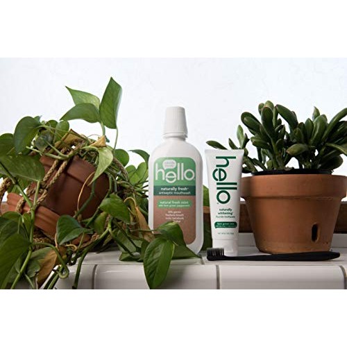 Hello Oral Care naturally whitening fluoride toothpaste twin pack + naturally...