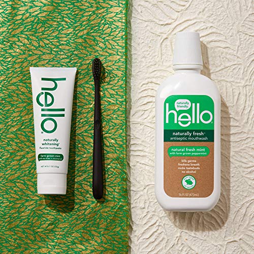 Hello Oral Care naturally whitening fluoride toothpaste twin pack + naturally...