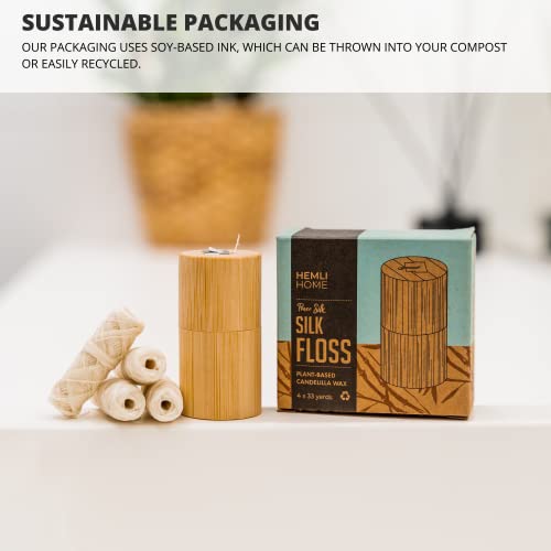 Biodegradable Silk Dental Floss - Pack of 4 x 33yds - Compostable Peace Silk ...