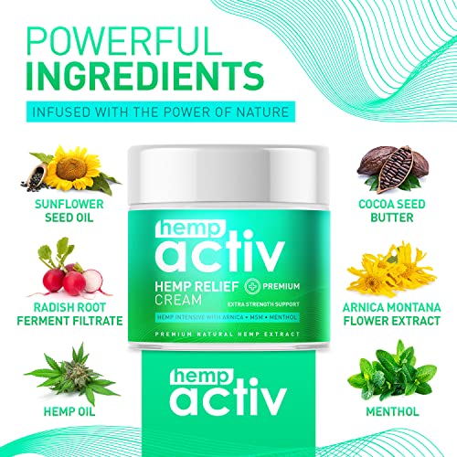 Hempactiv Joint & Muscle Relief Cream, Infused with Hemp, Menthol, MSM & Arni...