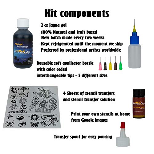 Henna City Premium Jagua Gel - 2 Ounces for Temporary Tattoos, Fake Tattoos o...