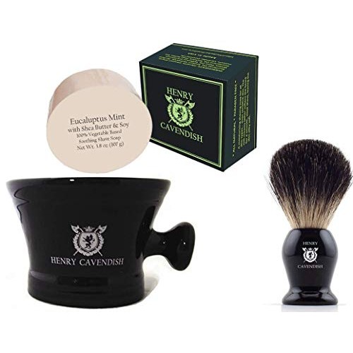 Henry Cavendish Eucalyptus Mint Shave Kit with - Shaving Soap, Long Lasting 3...