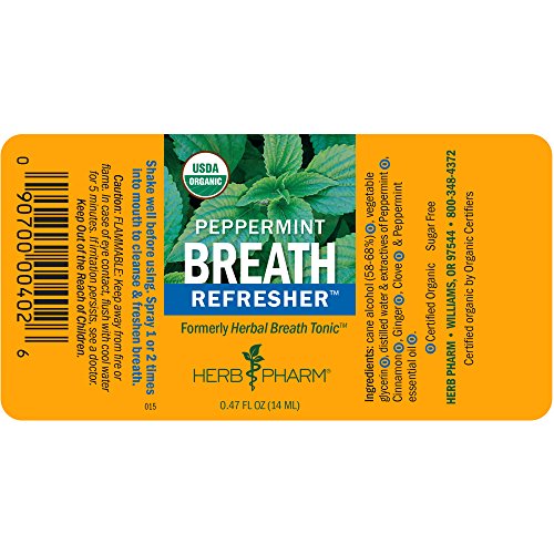 Herb Pharm Breath Refresher Certified Organic Herbal Fresh Breath Spray, Pepp...
