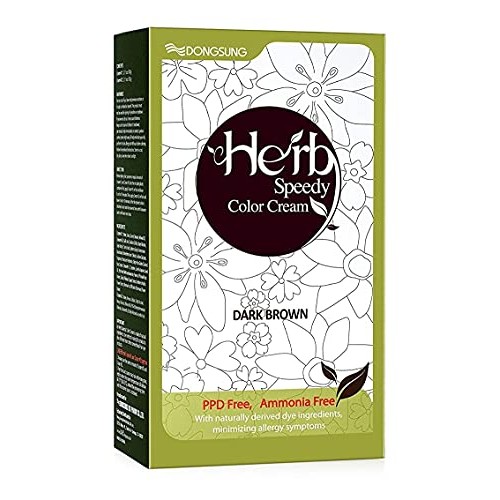 Herb Speedy Permanent Hair Color Dark Brown PPD, Ammonia Free Contains Sun Pr...