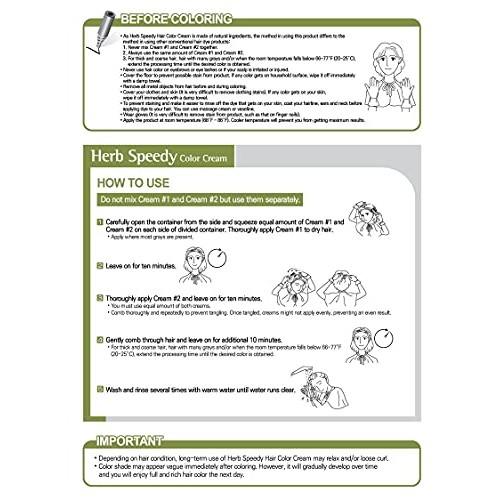 Herb Speedy Permanent Hair Color Dark Brown PPD, Ammonia Free Contains Sun Pr...