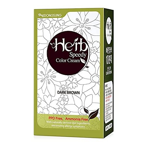 Herb Speedy Permanent Hair Color Dark Brown PPD, Ammonia Free Contains Sun Pr...