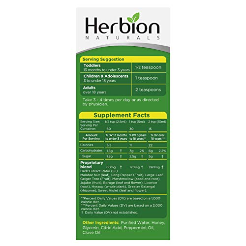 Herbion Naturals, Cough Syrup with El Jarabe Para La Tos Con Miel Naturally T...