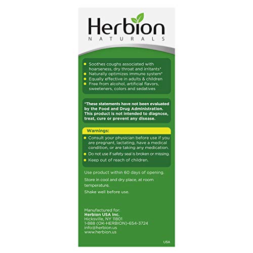 Herbion Naturals, Cough Syrup with El Jarabe Para La Tos Con Miel Naturally T...