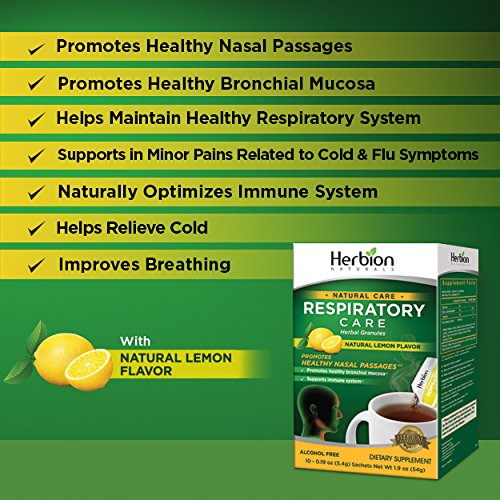 Herbion Naturals Respiratory Care Granules With Natural Lemon Flavor, 10 coun...