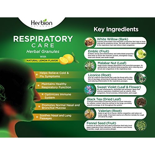 Herbion Naturals Respiratory Care Granules With Natural Lemon Flavor, 10 coun...