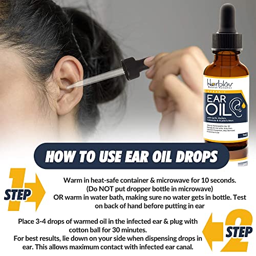 Organic Ear Oil for Ear Infections - Natural Eardrops for Infection Preventio...