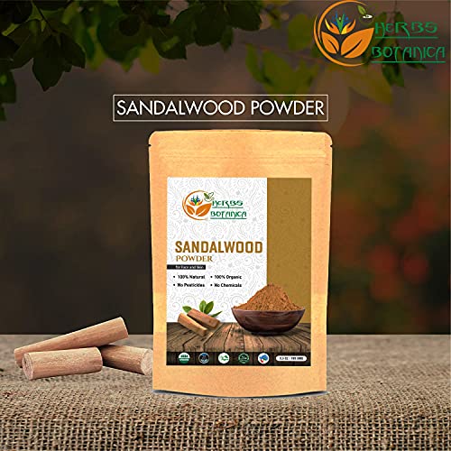 Herbs Botanica Chandan (Sandalwood) Powder Organic 100gm / 3.52 oz For Skin, ...
