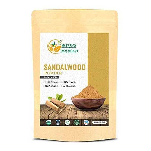 Herbs Botanica Chandan (Sandalwood) Powder Organic 100gm / 3.52 oz For Skin, ...