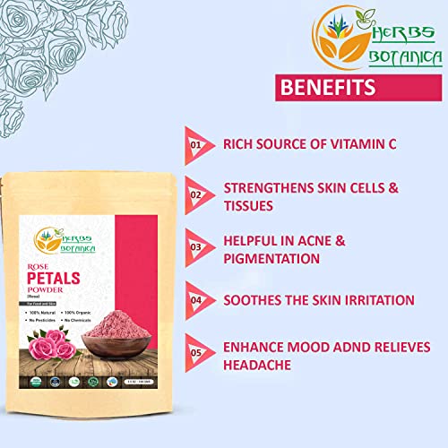 Herbs Botanica Rose Petal Powder Organic 100g / 3.52 oz For Face Mask | Skin ...
