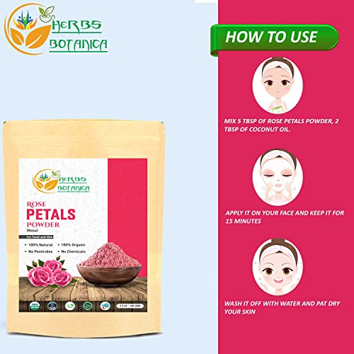Herbs Botanica Rose Petal Powder Organic 100g / 3.52 oz For Face Mask | Skin ...