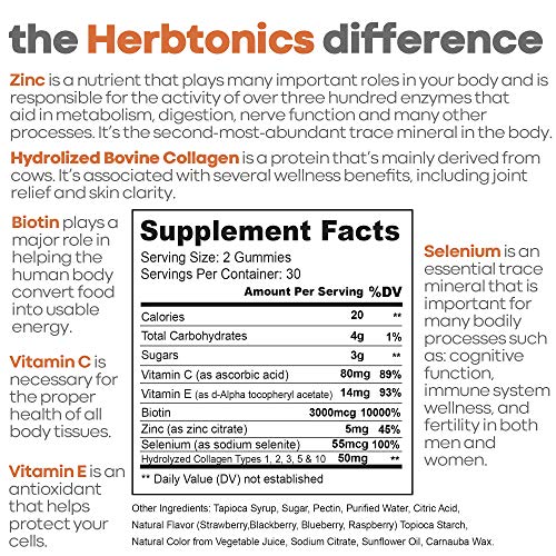 Multi Collagen Gummies Type 1,2,3,5 & 10 with Biotin for Hair Growth, Skin, N...