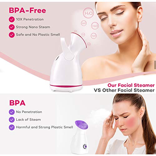 Facial Steamer-Nano Ionic Face Steamer for Home Facial, Warm Mist Humidifier ...