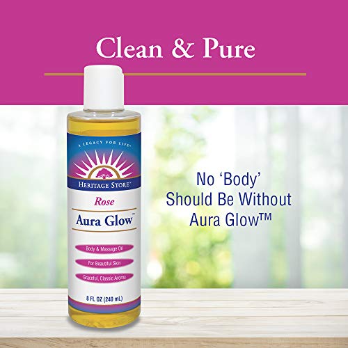 Heritage Store Aura Glow, Rose | Body & Massage Oil | For Beautiful Skin & Ha...