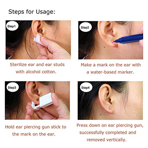 2 Pack Ear Piercing Gun Earring Disposable Ear Stud Gun Sterile No Pain Ear P...