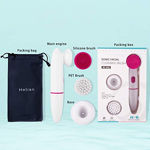 Hetian Sonic Facial Cleansing Brush，Exfoliating and Waterproof Electric Face...
