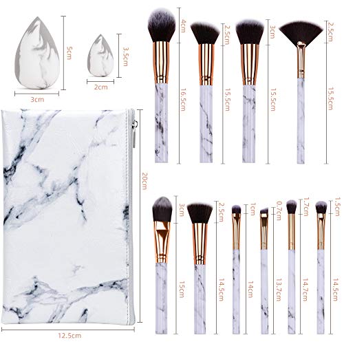 HEYMKGO Makeup Brushes Professional Marble Makeup Brush Set, Soft and Odor-fr...
