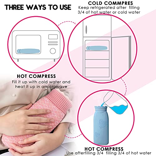 Hot Water Bottle Bag with Knit Cover, Hot & Cold Therapies Back Pain - for Pa...