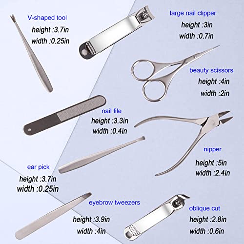 Manicure Set Nail Clippers Pedicure Kit -8 Pieces Stainless Steel Personal ca...