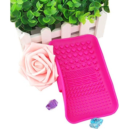 HHZM Makeup Brush Cleaning Mat, Silicone Makeup Brush Cleaning Mat, Portable ...