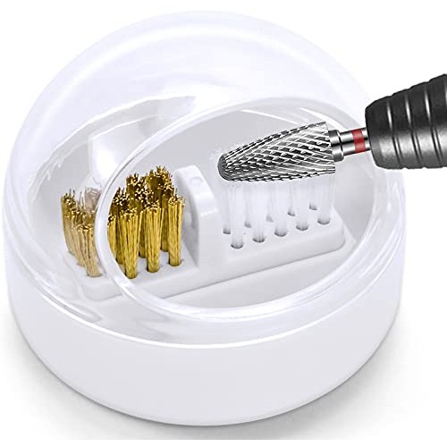 Nail Art Cleaner Tool Case with Steel Wire Brush and Nylon Brush for Cleaning...