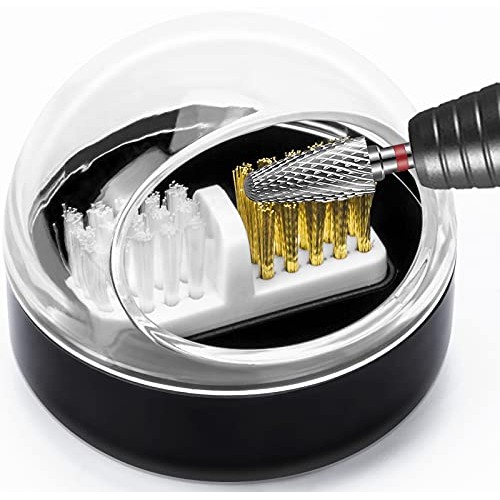 Nail Art Cleaner Tool Case with Steel Wire Brush and Nylon Brush for Cleaning...