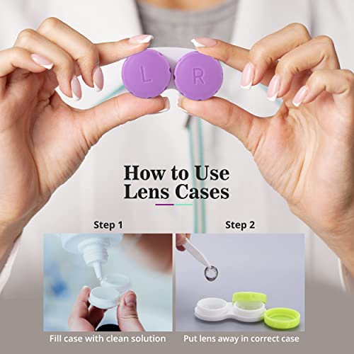 Contact Lens Case Pack of 12 Compact Size Multi-Color & Leak-proof Contacts C...