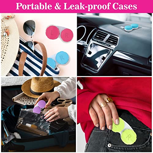 Contact Lens Case Pack of 12 Compact Size Multi-Color & Leak-proof Contacts C...