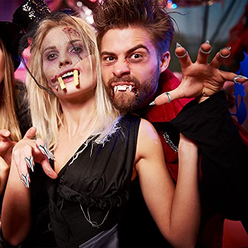 10 Pieces Finger Claws Cosplay Claws Rings Full Finger Set Retro Metal Nail P...