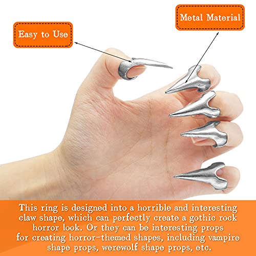 10 Pieces Finger Claws Cosplay Claws Rings Full Finger Set Retro Metal Nail P...
