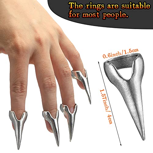 10 Pieces Finger Claws Cosplay Claws Rings Full Finger Set Retro Metal Nail P...