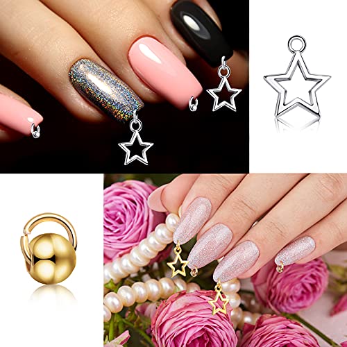 2101 Pieces Dangle Nail Art Charms, Include 1000 Pcs Nail Jewelry Rings, 1000...